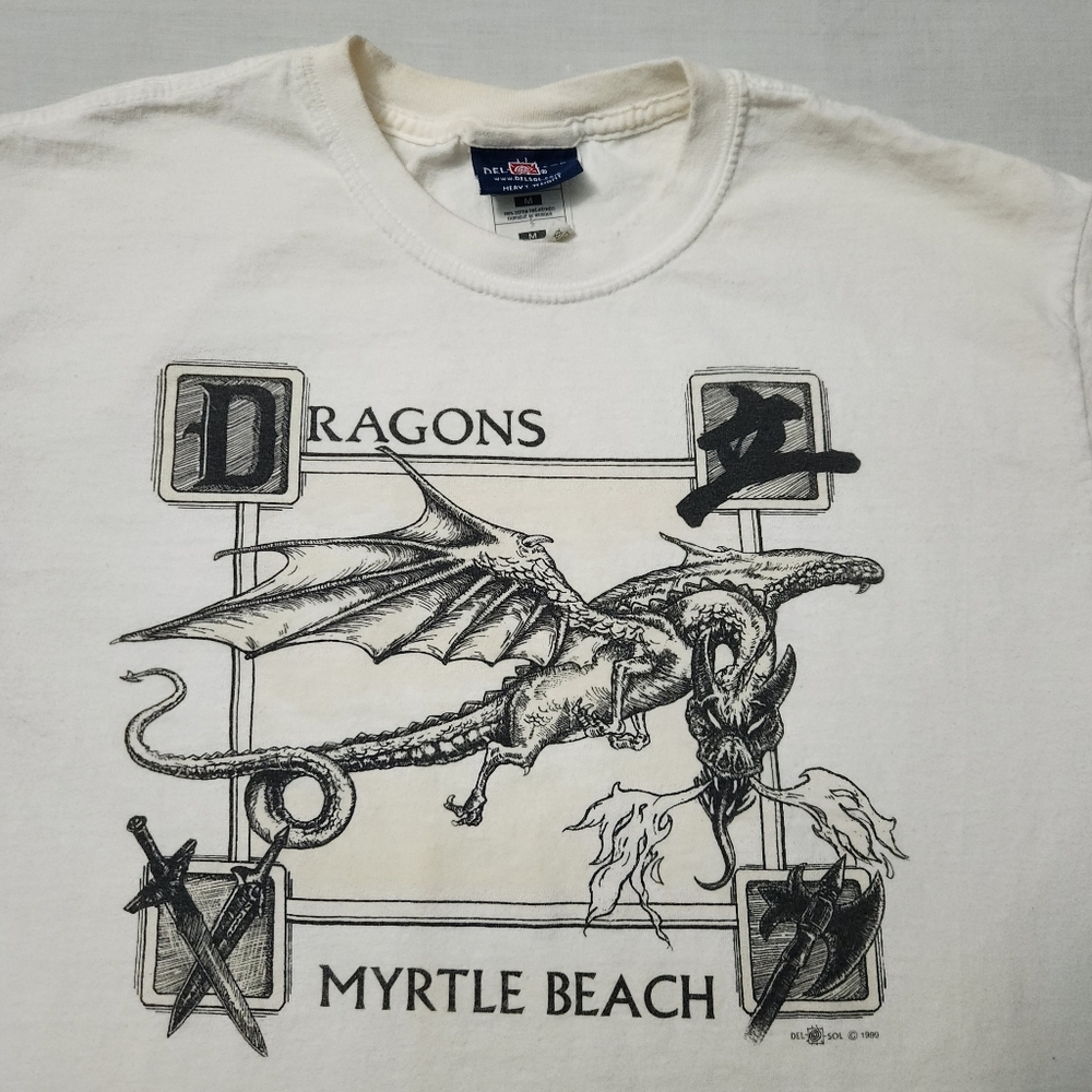 Vintage Del Sol 1999 Fierce Dragon Graphic Print Heavyweight Tshirt sz M - Picture 2 of 6